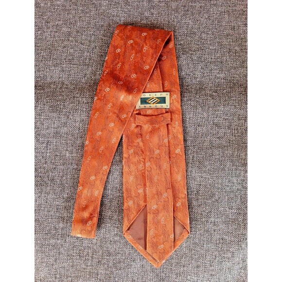 Tie 70s 80s 90s Y2K Mens Joseph Abboud Silk Rust Orange Brown 4 Wide 57 Long - Picture 4 of 6